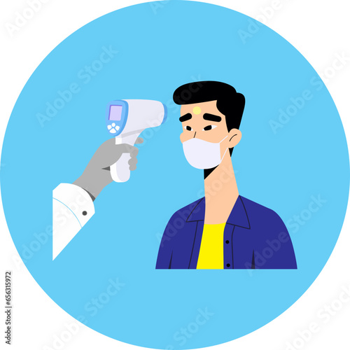 Man Animation Check body temperature