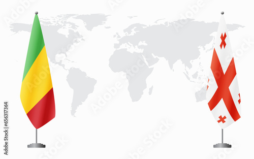 Mali and Georgia flags for official meeting