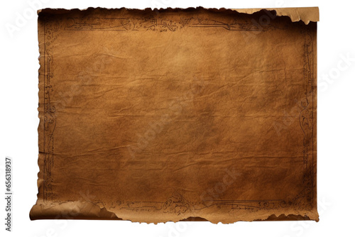 Old medieval paper sheet isolated on a transparent or white background, PNG
