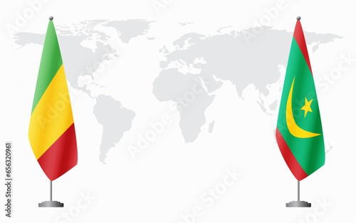 Mali and Mauritania flags for official meeting