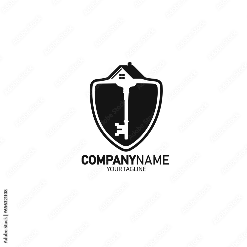 design logo real estate with shield key vector illustration design logo real estate with shield key vector illustration