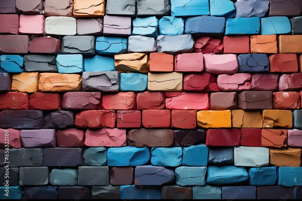 Rainbow background. Multi-colored brick wall. Art Rainbow background. Multi-colored brick wall. Art