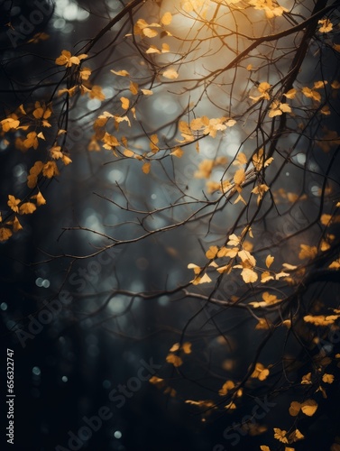 Beautiful orange and yellow autumn leaves against a blurry autumn background. © grape_vein