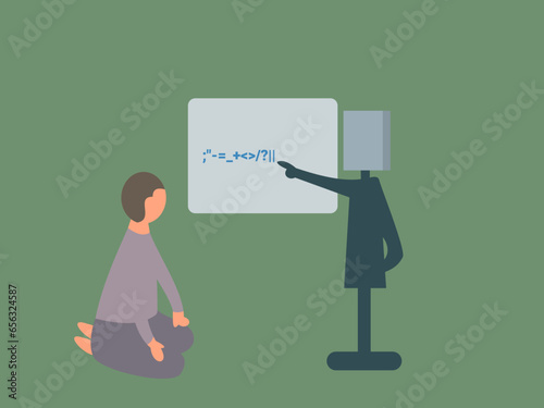 flat design robot teacher vector illustration