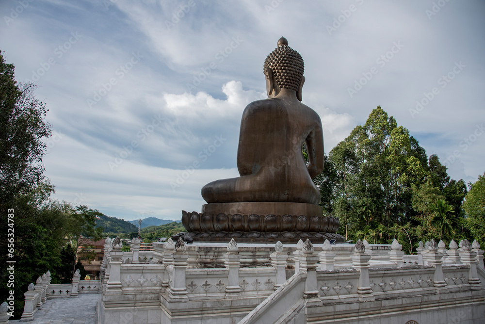 Phra Phuttha Thammakaimongkon Phrayoonkesanonsupphithan is the name of the largest bronze Buddha statue in Thailand at Wat Phuttha Thiwat Temple, Betong, Yala