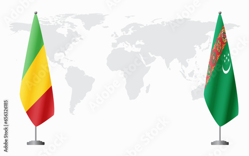 Mali and Turkmenistan flags for official meeting