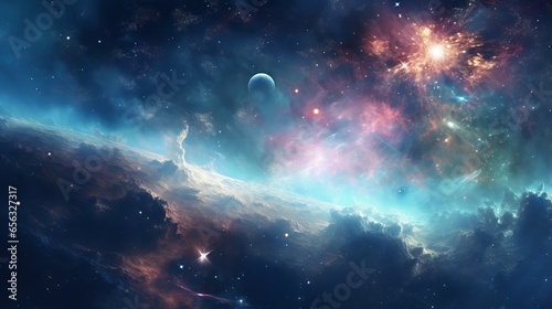 Supernova background wallpaper: a colorful and starry space scene of a galaxy cloud nebula