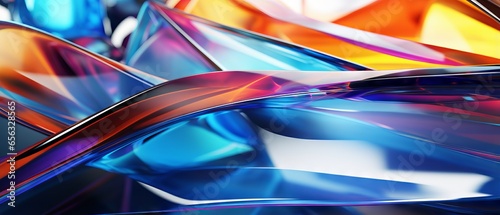 Colorful glass 3d object on black background, abstract wallpaper design