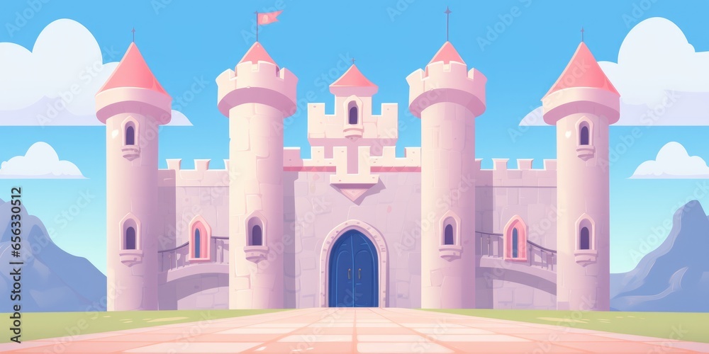 Cartoon Castle, Medieval, Minimal.