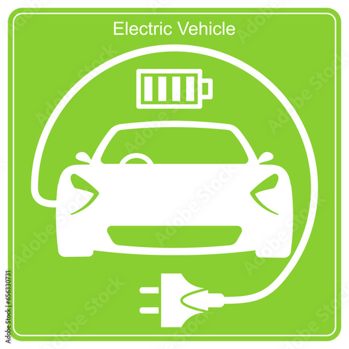 Electric Vehicle charging station, electric car with plug icon, EV car