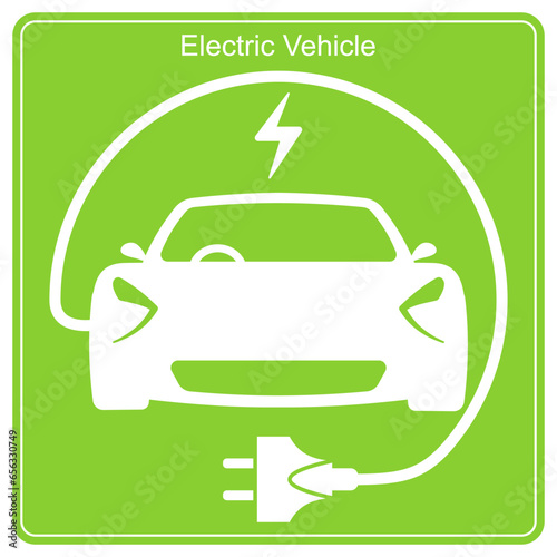 Electric Vehicle charging station, electric car with plug icon, EV car