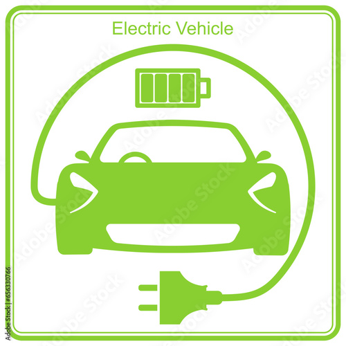 Electric Vehicle charging station, electric car with plug icon, EV car