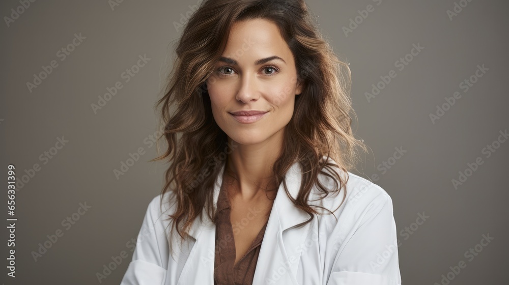 Portrait of a beautiful female doctor standing over white background, Confidence or smile in medical clinic. Portrait of a beautiful female doctor standing over white background, Confidence or smile in medical clinic.
