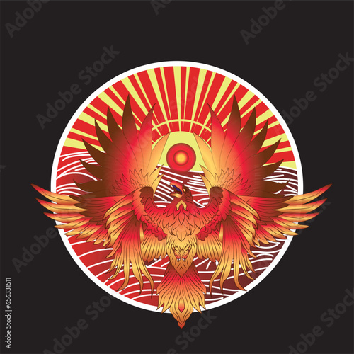 red bird illustration design for sukajan is mean japan traditional cloth or t-shirt