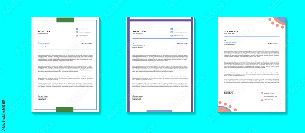 clean and minimalist letterhead design for your project. business letterhead.