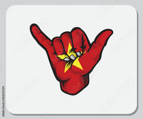 Vietnam Shaka Hand Good Vibes Flag
