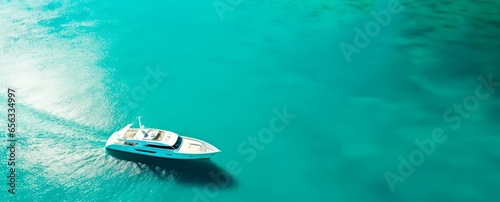 Beautiful white yacht in blue ocean