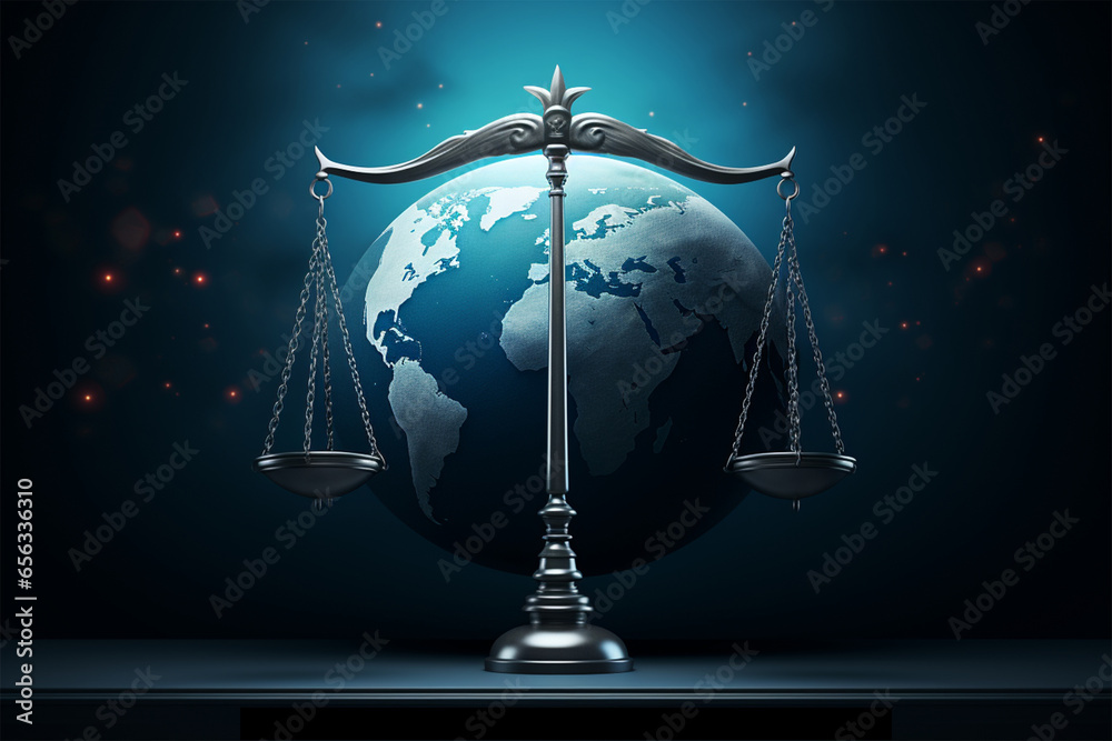 Fototapeta premium globe on scale generative ai