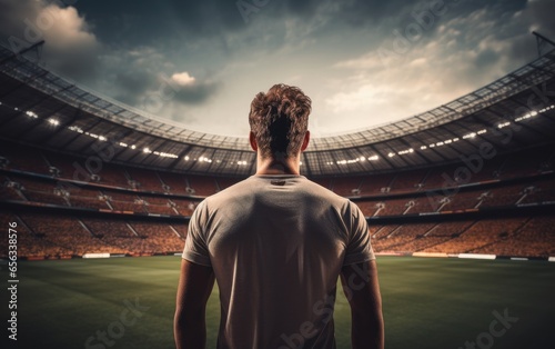 Back view of footballer sta...