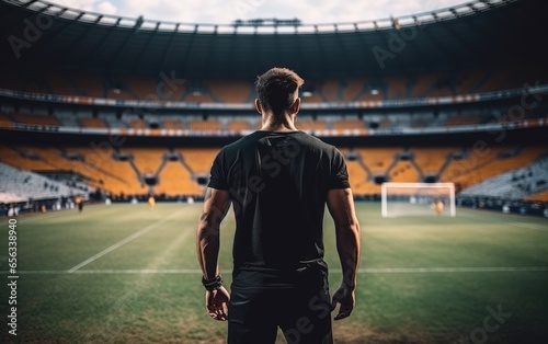 Back view of footballer sta...