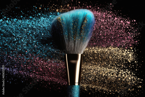 Enhance Your Beauty Routine with Sparkling Blue, Gold, and Purple Glitter Makeup Brushes  photo