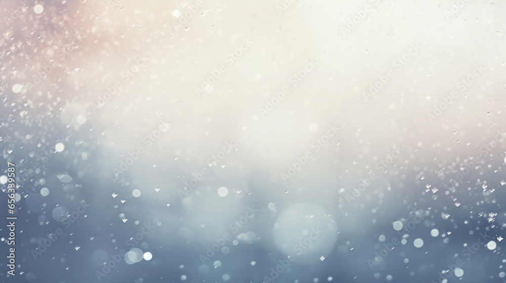 Snow rain on white blur background