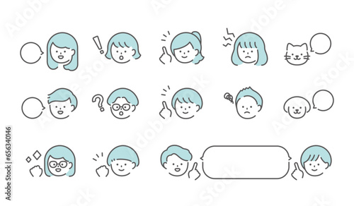 人物イラスト　表情アイコンセット