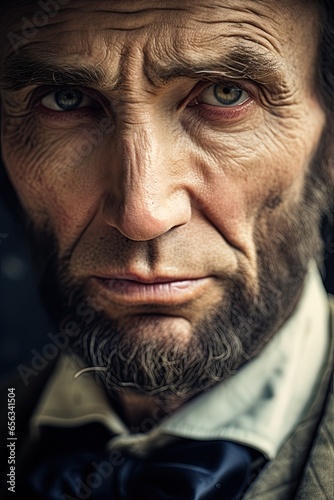 Abraham Lincoln portrait. President of United States of America. Ai Generative illustration