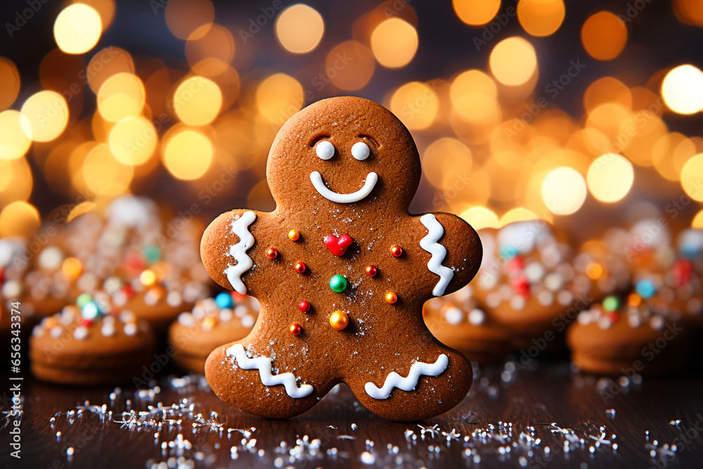 Cute ginger man cookie christmas, generative ai