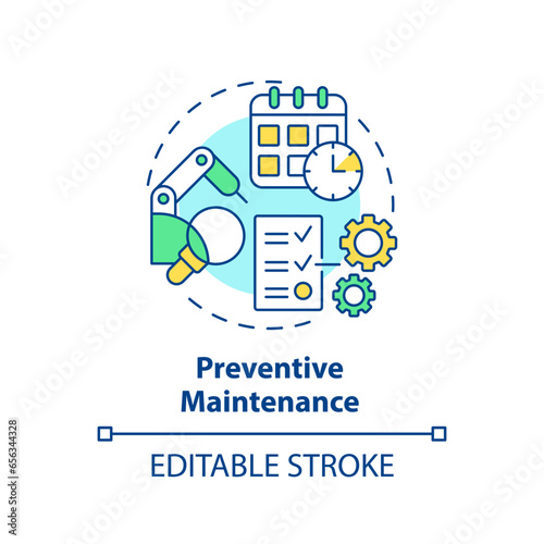 2D editable multicolor icon preventive maintenance concept, simple isolated vector, predictive maintenance thin line illustration.
