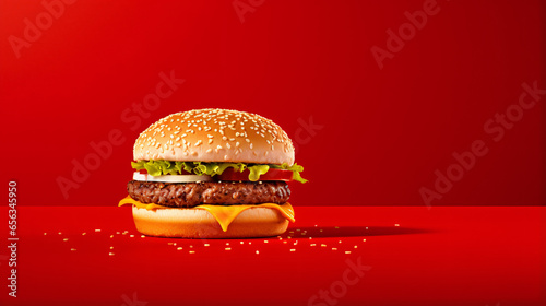 Hamburger on a Red Background © Jafger