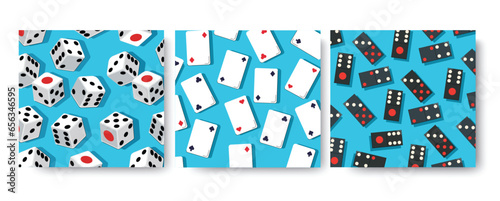 Casino background playing cards , dices , domino. vector illustration 