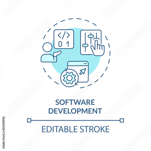 Wallpaper Mural 2D editable blue software development icon, simple isolated vector, AI engineer thin line monochromatic illustration Torontodigital.ca