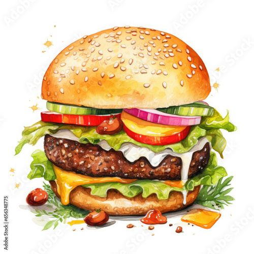 Burger Illustration  Generative Ai