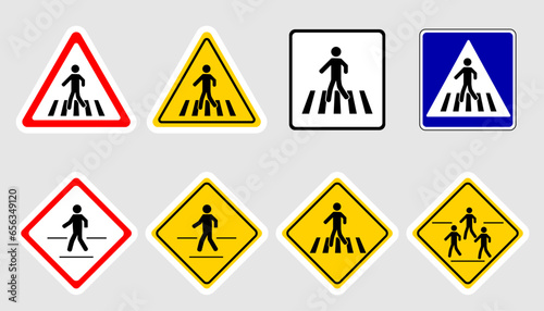 Crosswalk sign ahead. Vector design. Free Download Crosswalk sign ahead. Vector design. - GFXLoad