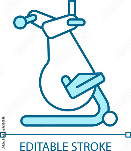 2D pixel perfect editable blue elliptical machine icon, isolated monochromatic vector, thin line illustration representing medical care equipment.