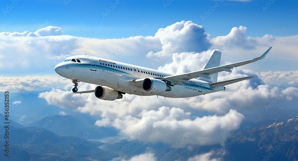 A passenger jet soaring through the clouds A passenger jet soaring through the clouds