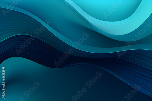 Modern Designed Horizontal Banner With Very Dark Blue  Cadet Blue and Teal Blue Colors. Dynamic Curved Lines With Fluid Flowing Waves and Curves.