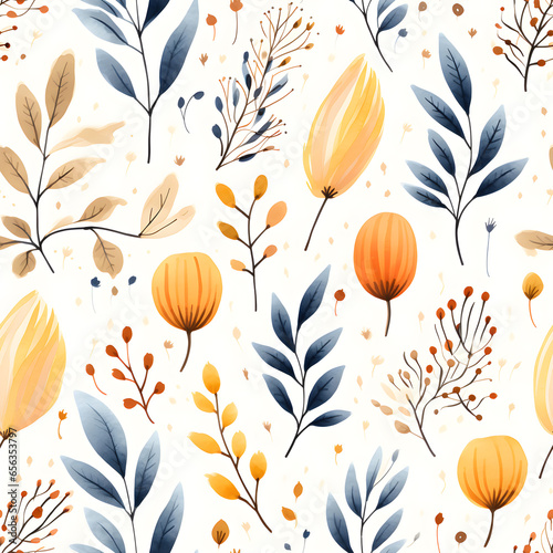 Fall watercolor seamless pattern background