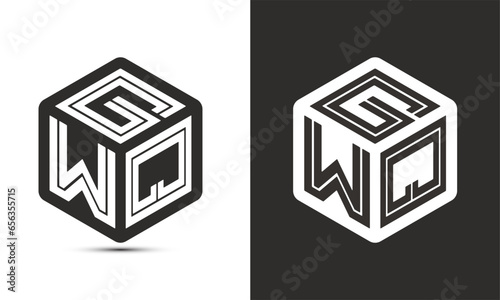 GWQ letter logo design with illustrator cube logo, vector logo modern alphabet font overlap style. photo