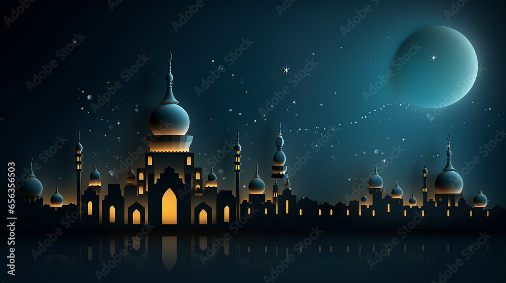 Free photo eid night banner template as holiday greetin