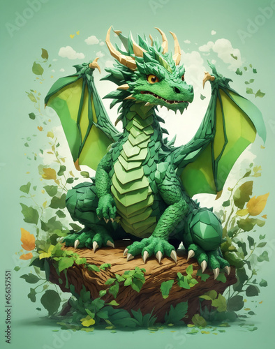  Dragon, symbol of 2024, digital illustration for Oriental calendar, holiday poster, postcard, beautiful creative background © Наталья Евстигнеева