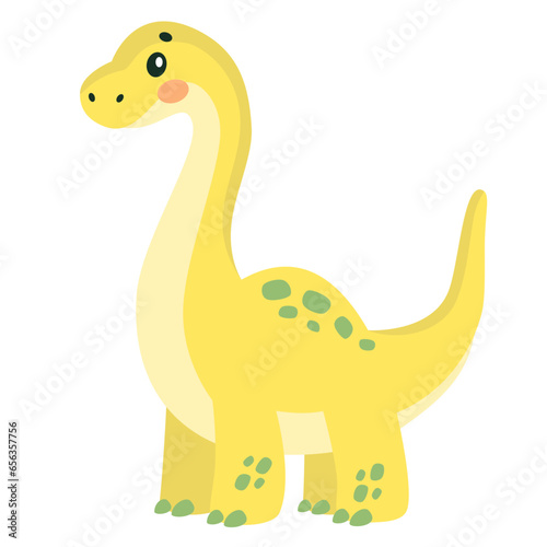 Flat vector children's illustration. Cute dinosaur on white background. Print for printing on children's products . Vector illustration photo