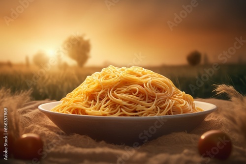 Spaghetti Bolognese. Italy pasta food. Generate AI photo