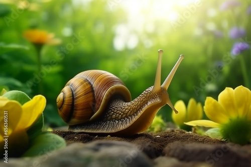 snail walk in land
