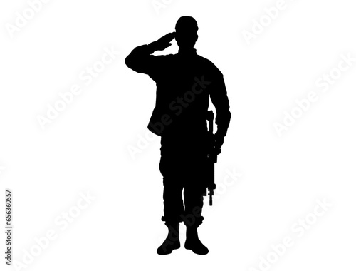 Soldier salute silhouette vector art white background