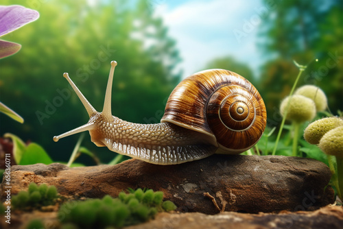 snail walk in land