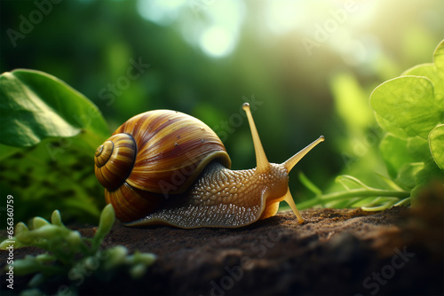 snail walk in land