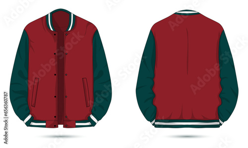 Varsity jacket template front and back view
