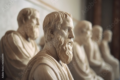 Statue marble philosopher men. Ancient art. Generate Ai